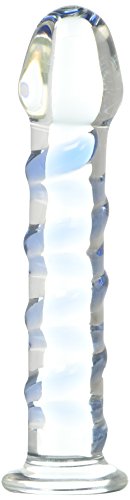Icicles No.5 Texturen Glas Dildo mit Blau Spirale