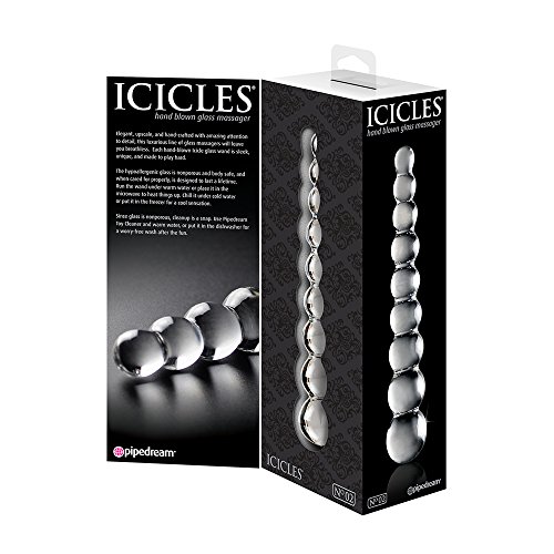 Icicles No.2 Beaded Clear Glass Dildo - 4