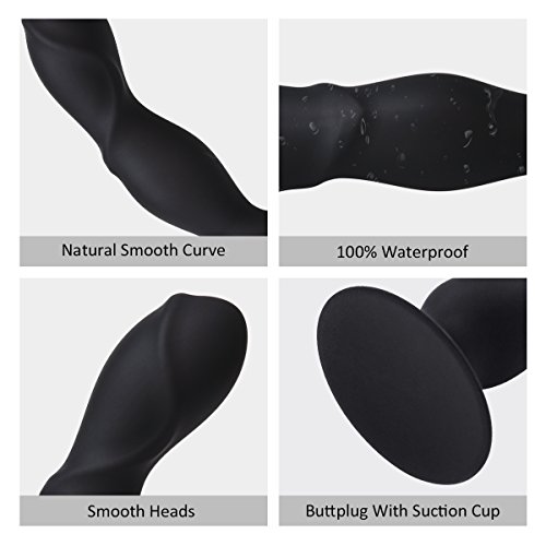 King Love Analdildo Dildo Als Butt Plug, Silikon Analplug mit Saugnapf (Schwarz, Durchmesser 37mm) - 3