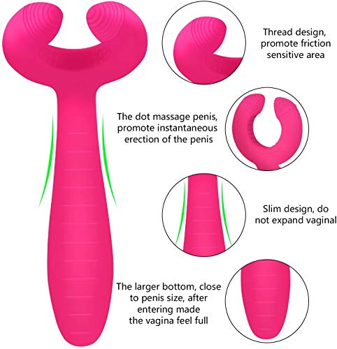 Enlove Silikon Dreifacher Vibrator Paar Vibratoren für Sie Klitoris und G-punkt Leise AnalPlug Prostata Stimulator mit 7 Vibrationsfrequenz Masturbation SexSpielzeug für Frauen Paare Rosa (Dreifacher Vibrator 1) - 2