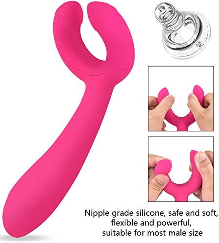 Enlove Silikon Dreifacher Vibrator Paar Vibratoren für Sie Klitoris und G-punkt Leise AnalPlug Prostata Stimulator mit 7 Vibrationsfrequenz Masturbation SexSpielzeug für Frauen Paare Rosa (Dreifacher Vibrator 1) - 3