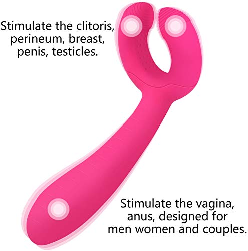 Enlove Silikon Dreifacher Vibrator Paar Vibratoren für Sie Klitoris und G-punkt Leise AnalPlug Prostata Stimulator mit 7 Vibrationsfrequenz Masturbation SexSpielzeug für Frauen Paare Rosa (Dreifacher Vibrator 1) - 6