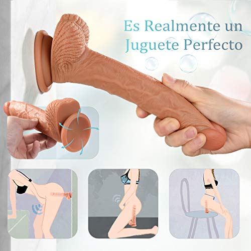 Realistischer Dildo mit Starkem Saugnapf,Lnabni weichen Zwei Layer Silikon Dilos Sexspielzeug mit prallen Hoden,Perfekter Analdildo,Real Dong Anal Plug Penis Nachbildung ,21.5cm - 5