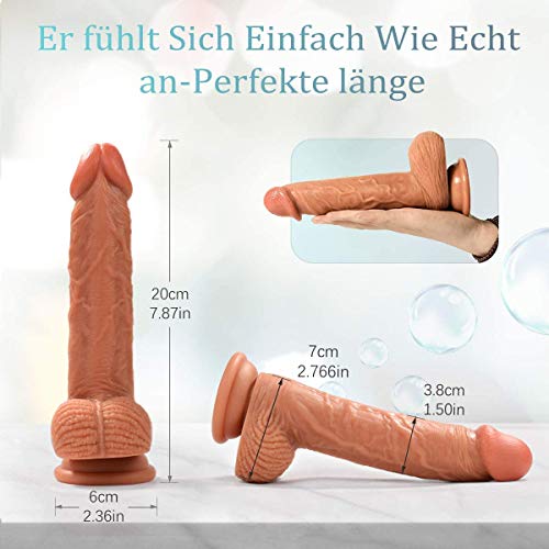 Realistischer Dildo mit Starkem Saugnapf,Lnabni weichen Zwei Layer Silikon Dilos Sexspielzeug mit prallen Hoden,Perfekter Analdildo,Real Dong Anal Plug Penis Nachbildung ,21.5cm - 6