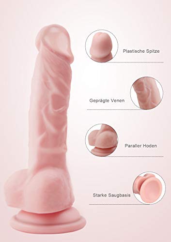 Realistischer Dildo für Frauen mit Starke Saugnapf, Paloqueth Weichen Silikon Dildo für Anal Anfänger Geeignet, Kostenlosem Gleitgel, 17.02 CM - 3