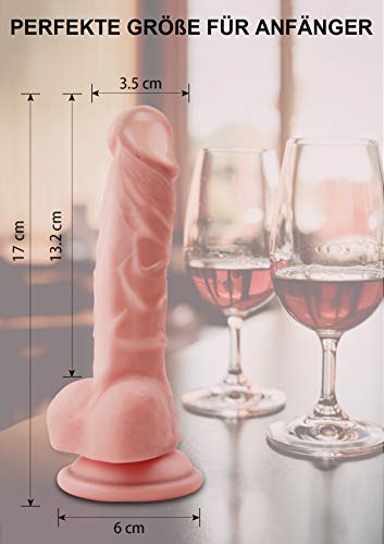 Realistischer Dildo für Frauen mit Starke Saugnapf, Paloqueth Weichen Silikon Dildo für Anal Anfänger Geeignet, Kostenlosem Gleitgel, 17.02 CM - 6