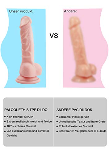 Realistischer Dildo für Frauen mit Starke Saugnapf, Paloqueth Weichen Silikon Dildo für Anal Anfänger Geeignet, Kostenlosem Gleitgel, 17.02 CM - 7