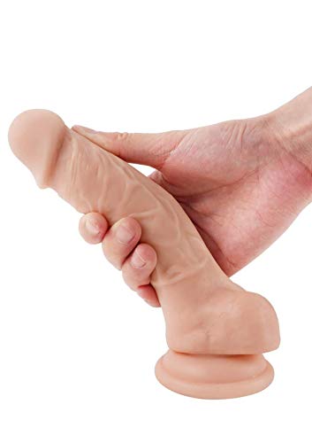 Realistischer Dildo für Frauen mit Starke Saugnapf, Paloqueth Weichen Silikon Dildo für Anal Anfänger Geeignet, Kostenlosem Gleitgel, 17.02 CM - 8