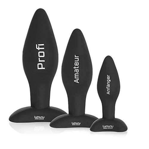 Deluxe Silikon Butt Plug Set (Ø 28 mm, Ø 40 mm & Ø 45 mm), Analplugs mit Standfuss