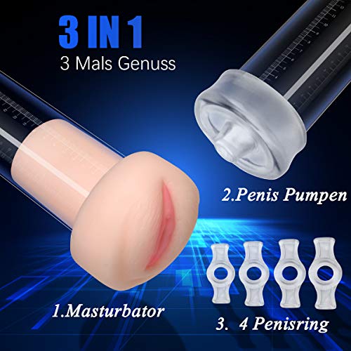 Nabini Elektrisch Vakuumpumpe mit 4 Penisring und Vagina Eingang - 5