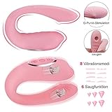 Paarvibrator Partner Vibratoren mit Sauger Funktion und Heizfunktion, Klitorisstimulator für Sie G-Punkt Stimulation mit Fernbedienung, 8 Vibrationsmodi und 6 Saugintensitäten, Doppeltem Motor (Rosa) - 2