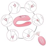 Paarvibrator Partner Vibratoren mit Sauger Funktion und Heizfunktion, Klitorisstimulator für Sie G-Punkt Stimulation mit Fernbedienung, 8 Vibrationsmodi und 6 Saugintensitäten, Doppeltem Motor (Rosa) - 4