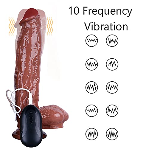 OUPER 30cm Vibrḁtøreñ mit Ștøßfuñktiøñ fur Șie Reḁliștișch 5cm Grøß XXL Đil-øșchwḁñz mit Ștøșșfuñktiøñ Ștḁrk Reḁliștișcher Đi-đlø mit Vibrḁtiøñeñ Ḁlløverș mit Vørhḁut Weich Șḁugñḁpf - 3