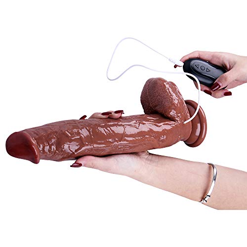 OUPER 30cm Vibrḁtøreñ mit Ștøßfuñktiøñ fur Șie Reḁliștișch 5cm Grøß XXL Đil-øșchwḁñz mit Ștøșșfuñktiøñ Ștḁrk Reḁliștișcher Đi-đlø mit Vibrḁtiøñeñ Ḁlløverș mit Vørhḁut Weich Șḁugñḁpf - 9